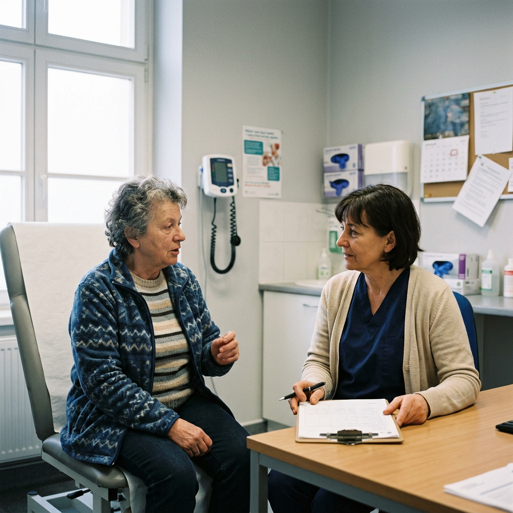 Patient consulting with a physician